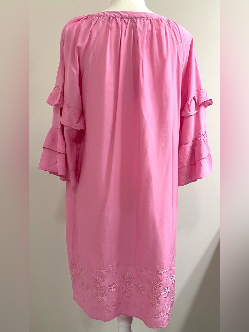 Simply Southern Womens L Pink Embroidered Pineapple Dress Boho Coastal Summer - Picture 4 of 14